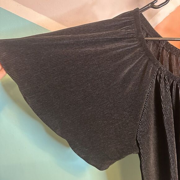 Roz & Ali Black Ribbed On Or Off Shoulder Plus Sized Womens 1x Flutter Sleeve‎ - Picture 3 of 5